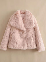 Marie | Kunstpelzmantel Damen Flauschiger Kurzmantel Herbstmode – Rosa