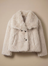 Marie | Kunstpelzmantel Damen Flauschiger Kurzmantel Herbstmode – Beige