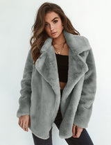 Charlotte | Kunstpelzmantel Damen Flauschiger Oversized Kurzmantel Kunstfell – Grau