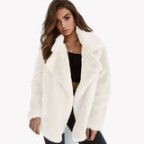 Emilia | Kunstpelzmantel Damen Lässiger Oversized Teddyfell Kurzmantel – Weiß