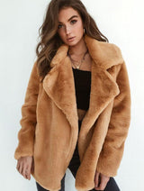 Emilia | Kunstpelzmantel Damen Lässiger Oversized Teddyfell Kurzmantel – Hellbraun