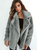 Emilia | Kunstpelzmantel Damen Lässiger Oversized Teddyfell Kurzmantel – Grau