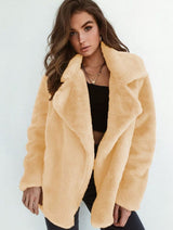 Emilia | Kunstpelzmantel Damen Lässiger Oversized Teddyfell Kurzmantel – Aprikose