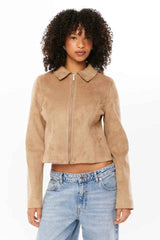 Kurze Jacke Damen – Beige