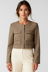 Kurzjacke Damen Elegant Modern – Taupe