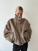 Kurzmantel Damen Stehkragen – Beige
