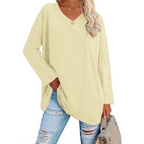 Natascha | Lockerer Strickpullover mit V-Ausschnitt – Hellgelb