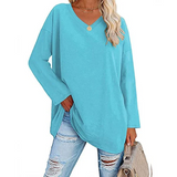 Natascha | Lockerer Strickpullover mit V-Ausschnitt – Hellblau