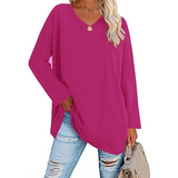 Natascha | Lockerer Strickpullover mit V-Ausschnitt – Dunkelrosa