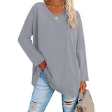 Natascha | Lockerer Strickpullover mit V-Ausschnitt – Hellgrau