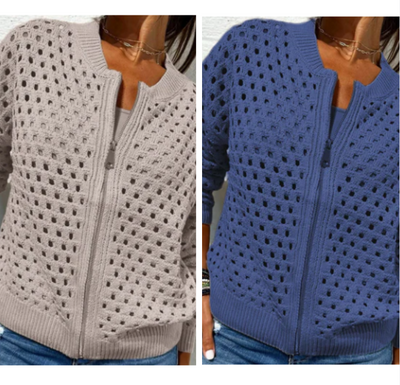 Raluca – Lässige Strick Jacke Mit Reißverschluss