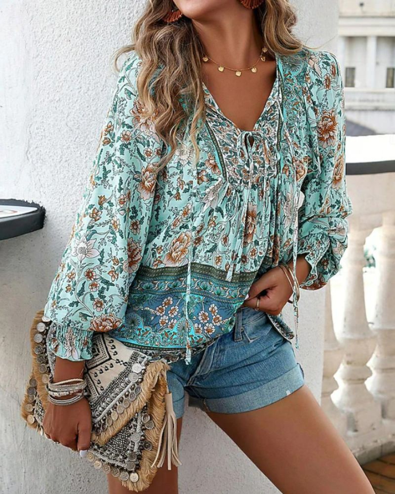 Aspasia® | Geblümte Langarmbluse für den Sommer