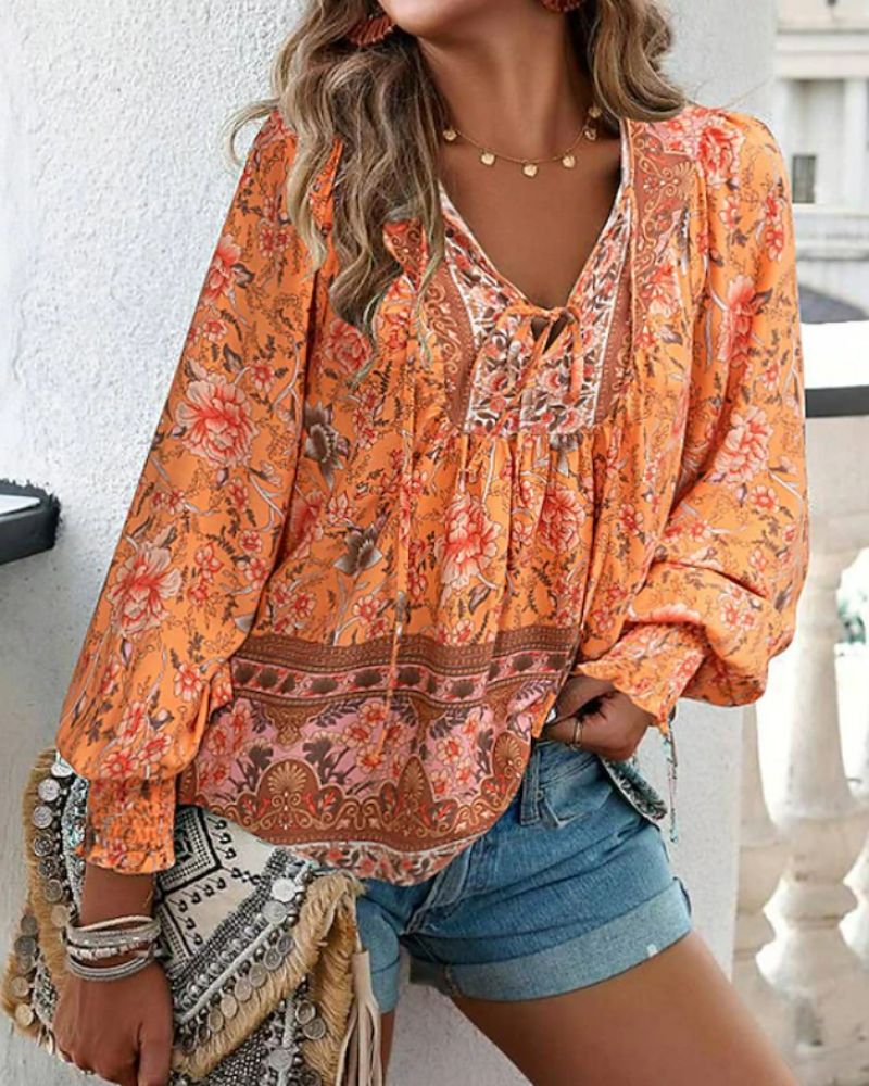 Aspasia® | Geblümte Langarmbluse für den Sommer