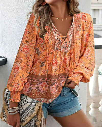 Aspasia® | Geblümte Langarmbluse für den Sommer