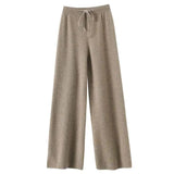 Lana – Weite Strickhose aus echter Wolle mit Tunnelzug – Khaki