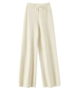 Lana – Weite Strickhose aus echter Wolle mit Tunnelzug – Beige