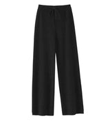 Lana – Weite Strickhose aus echter Wolle mit Tunnelzug – Schwarz