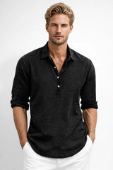 Langarm Poloshirt für Herren Klassisch – Schwarz