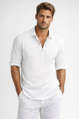 Langarm Poloshirt für Herren Klassisch – Weiß