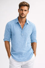 Langarm Poloshirt für Herren Klassisch – Blau