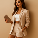 Lea | Damen Longblazer modern chic und elegant – Khaki