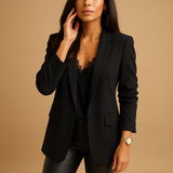 Lea | Damen Longblazer modern chic und elegant – Schwarz