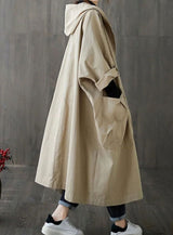 Clara | Langer Kapuzenmantel für Damen wasserabweisend Oversized Trenchcoat – Beige