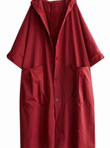 Clara | Langer Kapuzenmantel für Damen wasserabweisend Oversized Trenchcoat – Rot