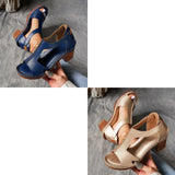 Pennylane | Orthopädische Damen Sandalen Blockabsatz – Blau+Golden(2 Stück)
