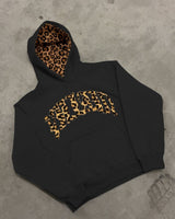 Lässiger Leopard Hoodie – Schwarz