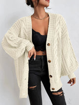 Lässiger Zopfmuster-Cardigan – Beige