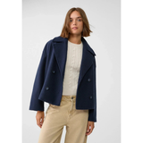 Laura | Damen Kurze Jacke mit Knöpfen – Marineblau