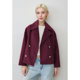 Laura | Damen Kurze Jacke mit Knöpfen – Rot