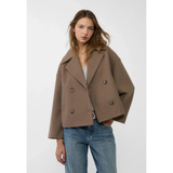 Laura | Damen Kurze Jacke mit Knöpfen – Braun