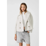 Laura | Damen Kurze Jacke mit Knöpfen – Weiß