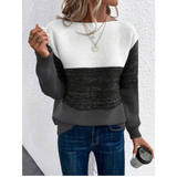 Laura | Damen Pullover Langarm mit Farbmix – Schwarz