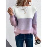 Laura | Damen Pullover Langarm mit Farbmix – Lila