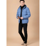 Laurin | Herren Winterjacke mit Kapuze, Reißverschluss und Taschen – Blau