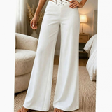 Lavinia | Damen Hose mit High Waist und Crossover Bund – Weiß