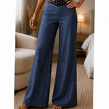 Lavinia | Damen Hose mit High Waist und Crossover Bund – Königsblau