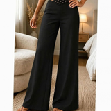 Lavinia | Damen Hose mit High Waist und Crossover Bund – Schwarz