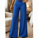 Lavinia | Damen Hose mit High Waist und Crossover Bund – Blau
