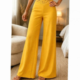 Lavinia | Damen Hose mit High Waist und Crossover Bund – Gelb