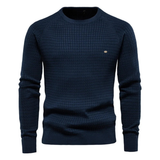 Lazar | Herren Pullover mit Strickmuster und Langarm – Marineblau