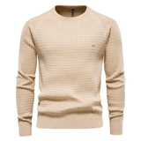 Lazar | Herren Pullover mit Strickmuster und Langarm – Beige