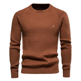 Lazar | Herren Pullover mit Strickmuster und Langarm – Braun