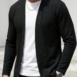 Leander | Herren Strickjacke Offen Cardigan – Schwarz