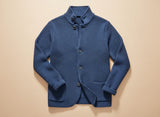 Leander | Herren Strickjacke Schalkragen Waffelstrick – Blau