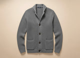Leander | Herren Strickjacke Schalkragen Waffelstrick – Grau