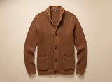 Leander | Herren Strickjacke Schalkragen Waffelstrick – Braun